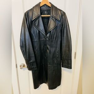 Gently used Leather jacket - no rip,no stains or tear, black, knee length size M